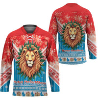 Luxembourg Christmas Hockey Jersey Schei Chreschtdeeg Xmas Pattern - Wonder Print Shop