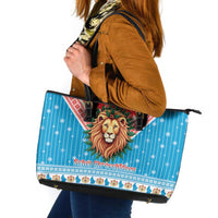 Luxembourg Christmas Leather Tote Bag Schei Chreschtdeeg Xmas Pattern - Wonder Print Shop