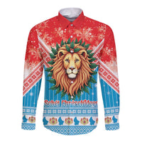 Luxembourg Christmas Long Sleeve Button Shirt Schei Chreschtdeeg Xmas Pattern - Wonder Print Shop