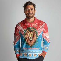 Luxembourg Christmas Long Sleeve Polo Shirt Schei Chreschtdeeg Xmas Pattern - Wonder Print Shop