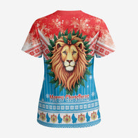 Luxembourg Christmas Scrub Top Schei Chreschtdeeg Xmas Pattern - Wonder Print Shop