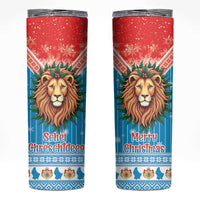 Luxembourg Christmas Skinny Tumbler Schei Chreschtdeeg Xmas Pattern - Wonder Print Shop