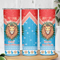 Luxembourg Christmas Skinny Tumbler Schei Chreschtdeeg Xmas Pattern - Wonder Print Shop