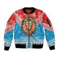 Luxembourg Christmas Sleeve Zip Bomber Jacket Schei Chreschtdeeg Xmas Pattern - Wonder Print Shop