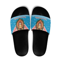Luxembourg Christmas Slide Sandals Schei Chreschtdeeg Xmas Pattern - Wonder Print Shop