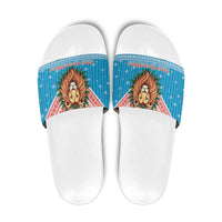 Luxembourg Christmas Slide Sandals Schei Chreschtdeeg Xmas Pattern - Wonder Print Shop