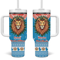Luxembourg Christmas Tumbler With Handle Schei Chreschtdeeg Xmas Pattern - Wonder Print Shop