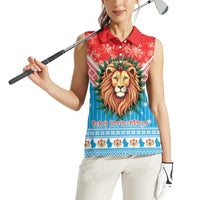 Luxembourg Christmas Women Sleeveless Polo Shirt Schei Chreschtdeeg Xmas Pattern - Wonder Print Shop
