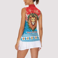 Luxembourg Christmas Women Sleeveless Polo Shirt Schei Chreschtdeeg Xmas Pattern - Wonder Print Shop