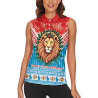 Luxembourg Christmas Women Sleeveless Polo Shirt Schei Chreschtdeeg Xmas Pattern - Wonder Print Shop
