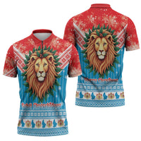 Luxembourg Christmas Zipper Polo Shirt Schei Chreschtdeeg Xmas Pattern - Wonder Print Shop