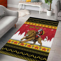 Belgium Christmas Personalized Area Rug Santa Riding Lion - Wonder Print Shop