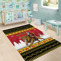 Belgium Christmas Personalized Area Rug Santa Riding Lion - Wonder Print Shop