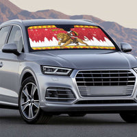 Belgium Christmas Personalized Auto Sun Shade Santa Riding Lion - Wonder Print Shop