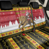 Belgium Christmas Personalized Back Car Seat Cover Santa Riding Lion - Wonder Print Shop