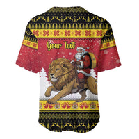 Belgium Christmas Personalized Baseball Jersey Santa Riding Lion - Wonder Print Shop