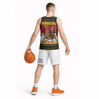 Belgium Christmas Personalized Basketball Jersey Santa Riding Lion - Wonder Print Shop