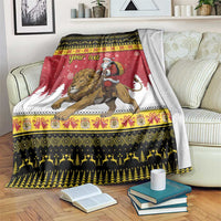 Belgium Christmas Personalized Blanket Santa Riding Lion - Wonder Print Shop