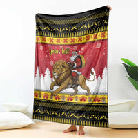 Belgium Christmas Personalized Blanket Santa Riding Lion - Wonder Print Shop