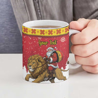 Belgium Christmas Personalized Ceramic Mug Santa Riding Lion - Wonder Print Shop