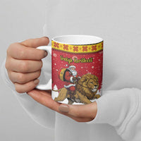 Belgium Christmas Personalized Ceramic Mug Santa Riding Lion - Wonder Print Shop