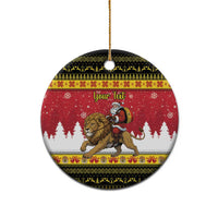 Belgium Christmas Personalized Ceramic Ornament Santa Riding Lion - Wonder Print Shop