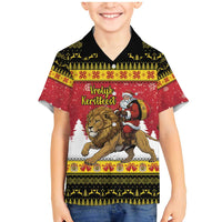 Belgium Christmas Personalized Family Matching Mermaid Dress and Hawaiian Shirt Santa Riding Lion - Wonder Print Shop
