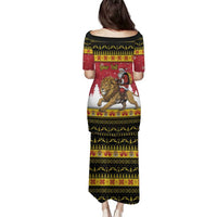 Belgium Christmas Personalized Family Matching Puletasi and Hawaiian Shirt Santa Riding Lion - Wonder Print Shop