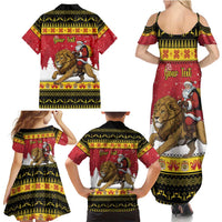 Belgium Christmas Personalized Family Matching Summer Maxi Dress and Hawaiian Shirt Santa Riding Lion - Wonder Print Shop