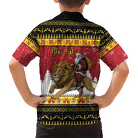 Belgium Christmas Personalized Family Matching Tank Maxi Dress and Hawaiian Shirt Santa Riding Lion - Wonder Print Shop