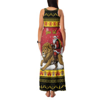 Belgium Christmas Personalized Family Matching Tank Maxi Dress and Hawaiian Shirt Santa Riding Lion - Wonder Print Shop