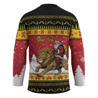 Belgium Christmas Personalized Hockey Jersey Santa Riding Lion - Wonder Print Shop