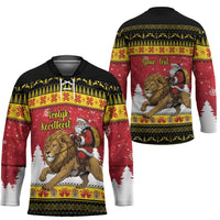 Belgium Christmas Personalized Hockey Jersey Santa Riding Lion - Wonder Print Shop