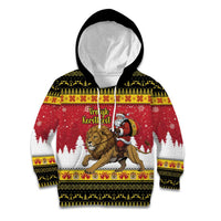 Belgium Christmas Personalized Kid Hoodie Santa Riding Lion - Wonder Print Shop