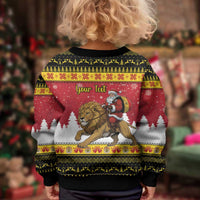 Belgium Christmas Personalized Kid Ugly Christmas Sweater Santa Riding Lion - Wonder Print Shop
