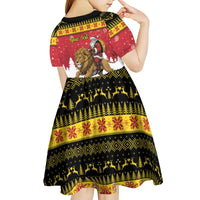 Belgium Christmas Personalized Kid Short Sleeve Dress Santa Riding Lion - Wonder Print Shop