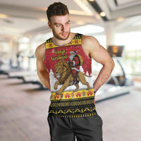 Belgium Christmas Personalized Men Tank Top Santa Riding Lion - Wonder Print Shop