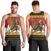 Belgium Christmas Personalized Men Tank Top Santa Riding Lion - Wonder Print Shop