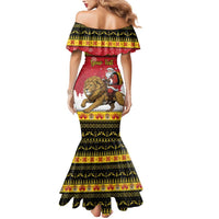 Belgium Christmas Personalized Mermaid Dress Santa Riding Lion - Wonder Print Shop