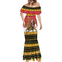 Belgium Christmas Personalized Mermaid Dress Santa Riding Lion - Wonder Print Shop