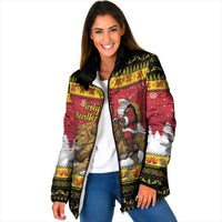 Belgium Christmas Personalized Padded Jacket Santa Riding Lion - Wonder Print Shop
