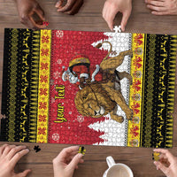 Belgium Christmas Personalized Puzzle Santa Riding Lion - Wonder Print Shop