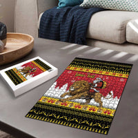 Belgium Christmas Personalized Puzzle Santa Riding Lion - Wonder Print Shop