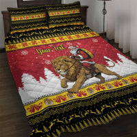 Belgium Christmas Personalized Quilt Bed Set Santa Riding Lion - Wonder Print Shop