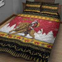 Belgium Christmas Personalized Quilt Bed Set Santa Riding Lion - Wonder Print Shop
