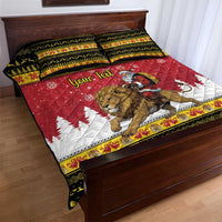 Belgium Christmas Personalized Quilt Bed Set Santa Riding Lion - Wonder Print Shop