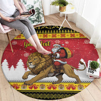 Belgium Christmas Personalized Round Carpet Santa Riding Lion - Wonder Print Shop