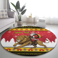 Belgium Christmas Personalized Round Carpet Santa Riding Lion - Wonder Print Shop