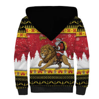Belgium Christmas Personalized Sherpa Hoodie Santa Riding Lion - Wonder Print Shop