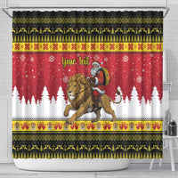 Belgium Christmas Personalized Shower Curtain Santa Riding Lion - Wonder Print Shop